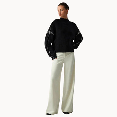 Gabrielle - Jersey de punto acanalado con detalle de cordones en el lateral