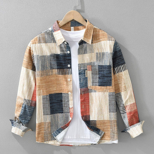 Camisa hombre algodón estampado patchwork estilo casual - Hector
