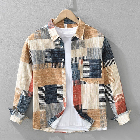 Camisa hombre algodón estampado patchwork estilo casual - Hector