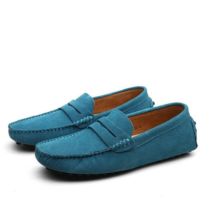 Mocasines hombre gamuza genuina estilo casual azul petróleo - Larkstone