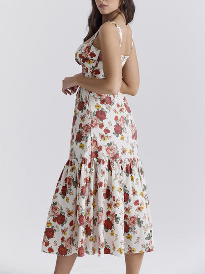 Fryda - Suave vestido floral halter midi