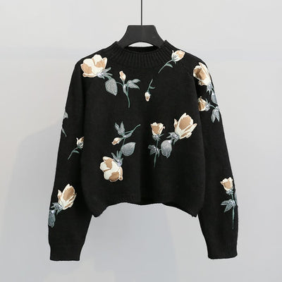 Jersey de punto para mujer con bordado floral - Adrienne