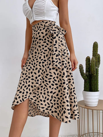 Falda envolvente mujer estilo boho estampado asimétrico verano - Isadora