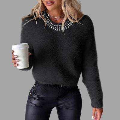 Moors - Lujoso jersey de forro polar con cuello adornado