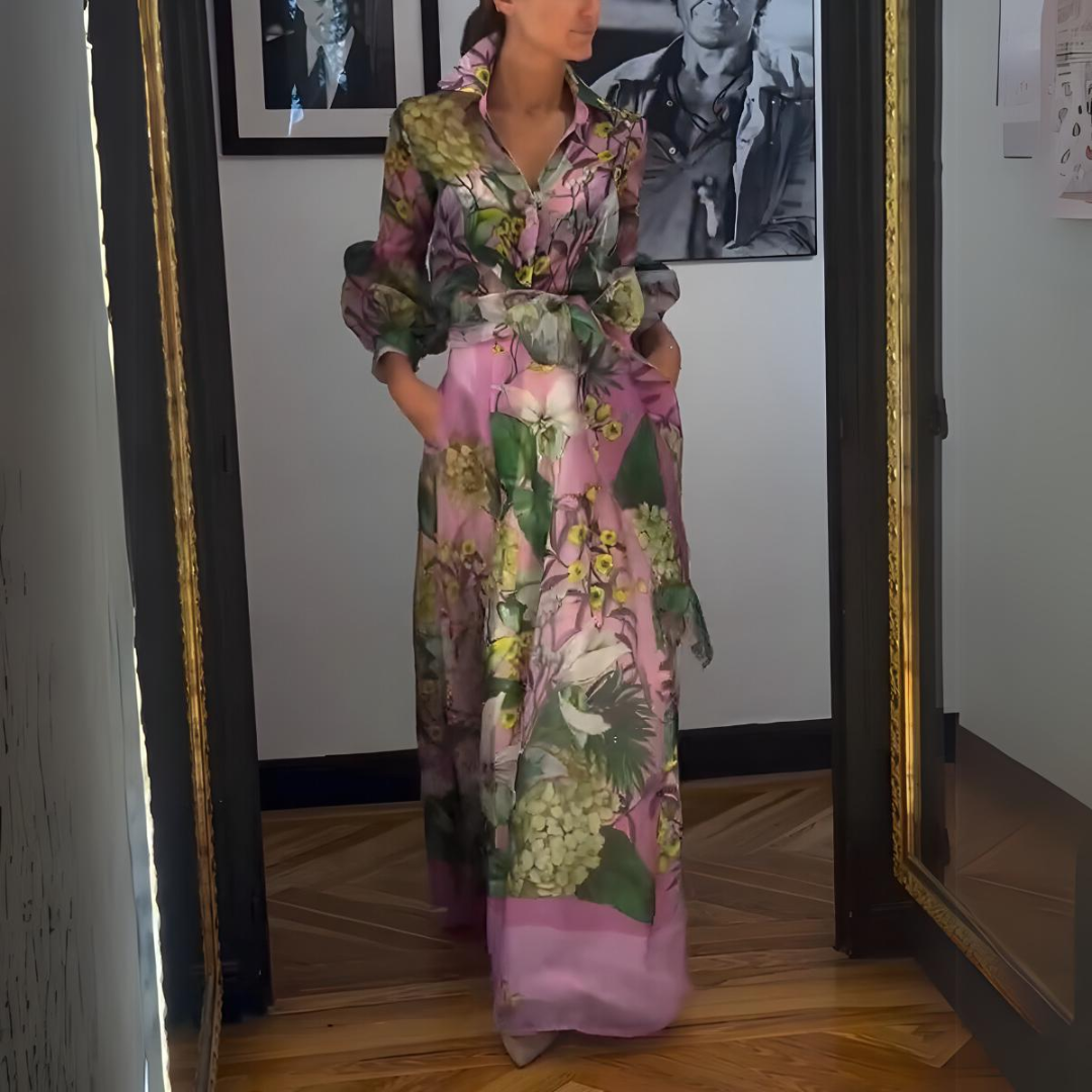 Lara - Lujoso vestido largo de satén italiano