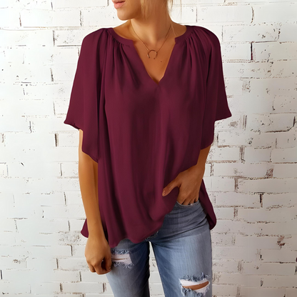 Tineke - Elegante blusa de mujer con cuello en V