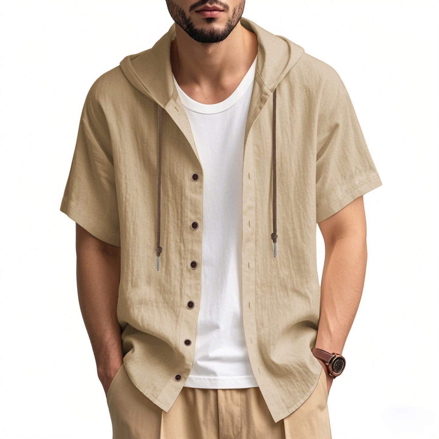 Camisa casual hombre con capucha algodón estilo relajado - Elías