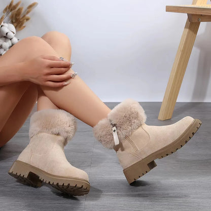 Anne - Botas de invierno de felpa con cremallera para mujer