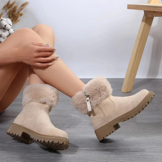 Anne - Botas de invierno de felpa con cremallera para mujer