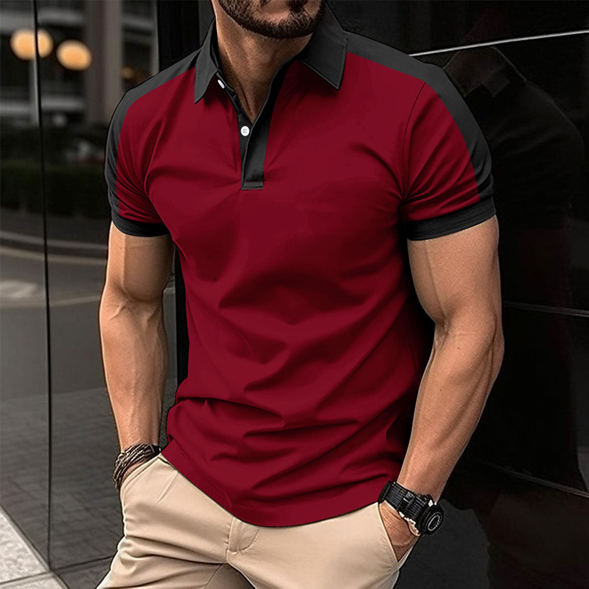 Camisa de negocios de manga corta para hombre Polo informal veraniego