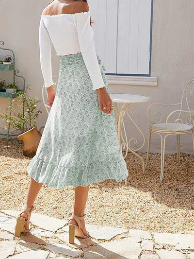 Hana - Falda floral de gasa con aberturas y tirantes