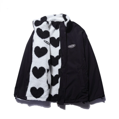 Renata - Romántica chaqueta de mujer con diseño de corazón de doble cara