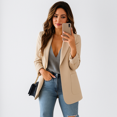 Blazer de mujer recto moderno con estilo casual - Angelina
