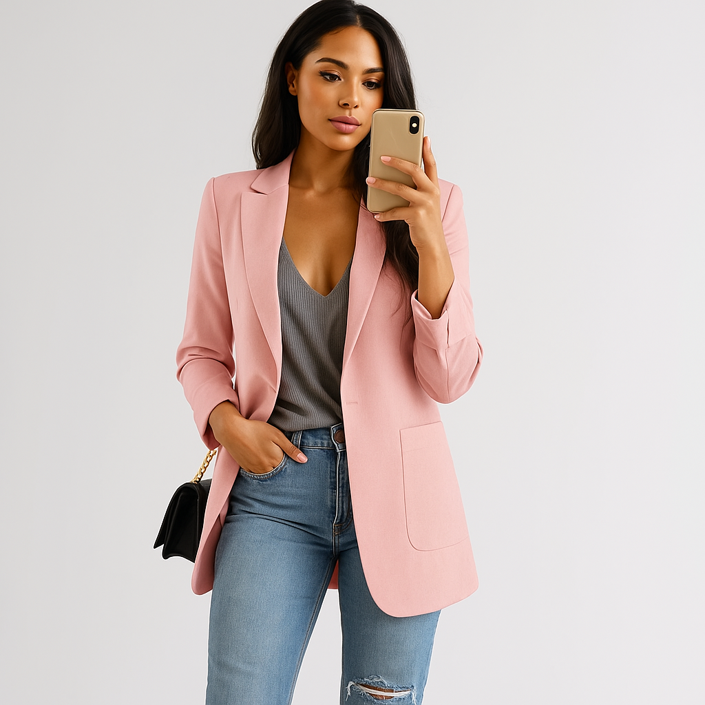 Blazer de mujer recto moderno con estilo casual - Angelina