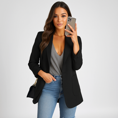 Blazer de mujer recto moderno con estilo casual - Angelina