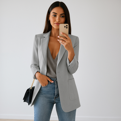 Blazer de mujer recto moderno con estilo casual - Angelina