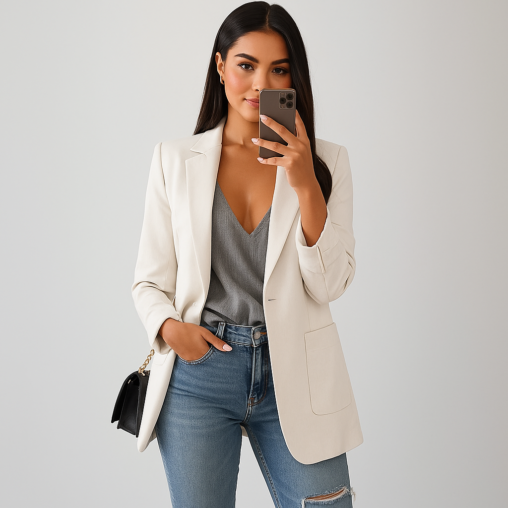 Blazer de mujer recto moderno con estilo casual - Angelina