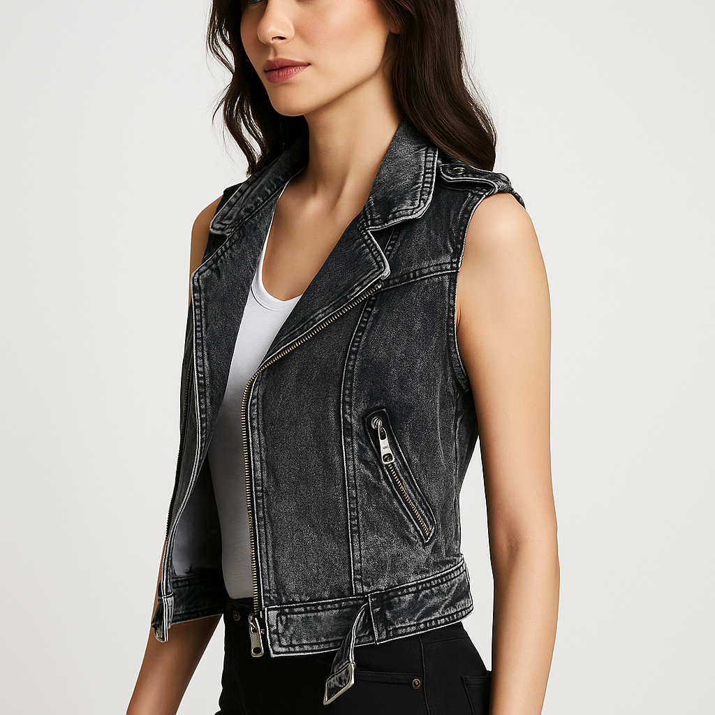Chaleco denim para mujer estilo biker - Vera