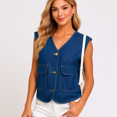 Chaleco denim para mujer estilo casual - Fiorenne