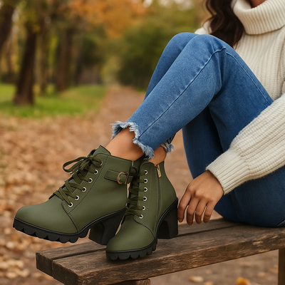 Botines mujer con tacon y cordones - Zoila