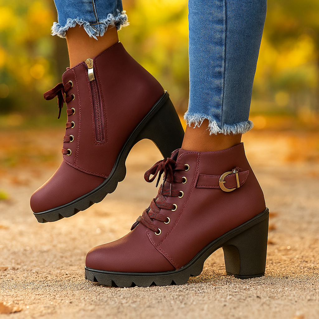 Botines mujer con tacon y cordones - Zoila