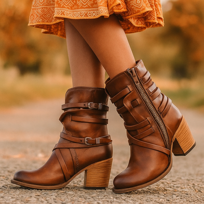 Botines mujer con tacón y tiras ajustables - Thalia