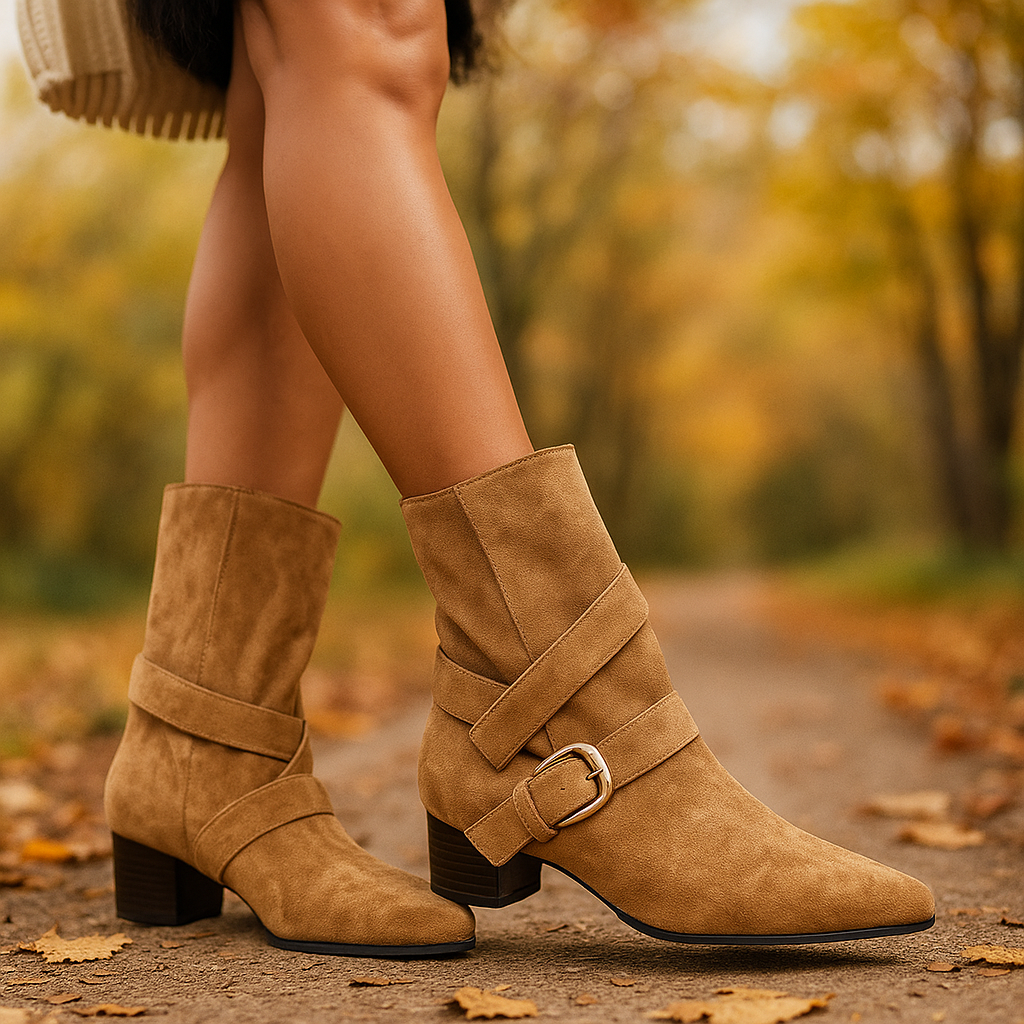 Botines mujer con tacón y hebilla decorativa - Lia