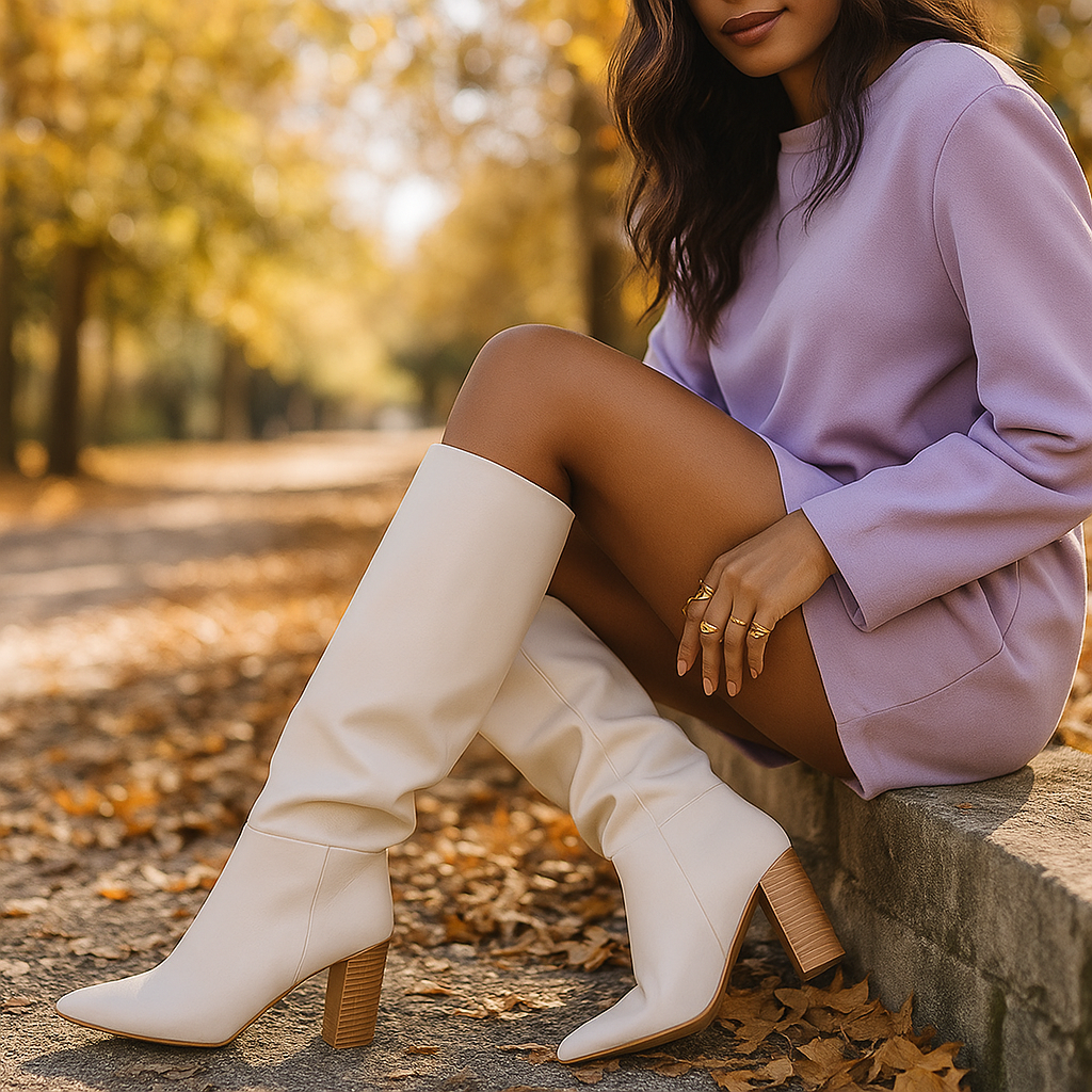 Botas mujer altas con tacon ancho elegante - Amira