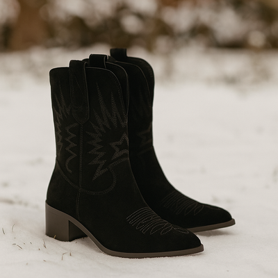 Botas cowboy mujer con bordado y tacon bajo - Ivanna