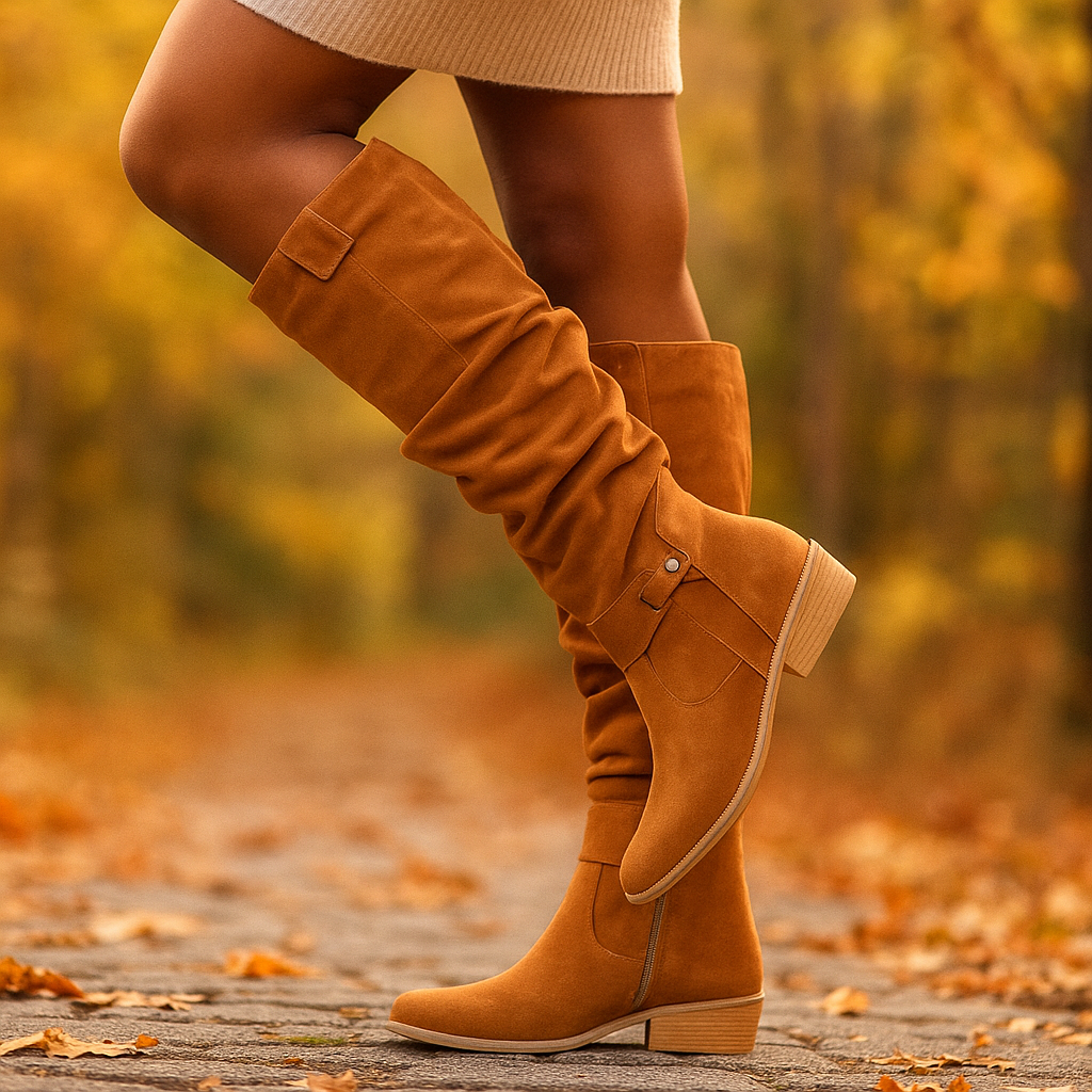 Botas altas mujer modernas con tacon bajo - Mafer