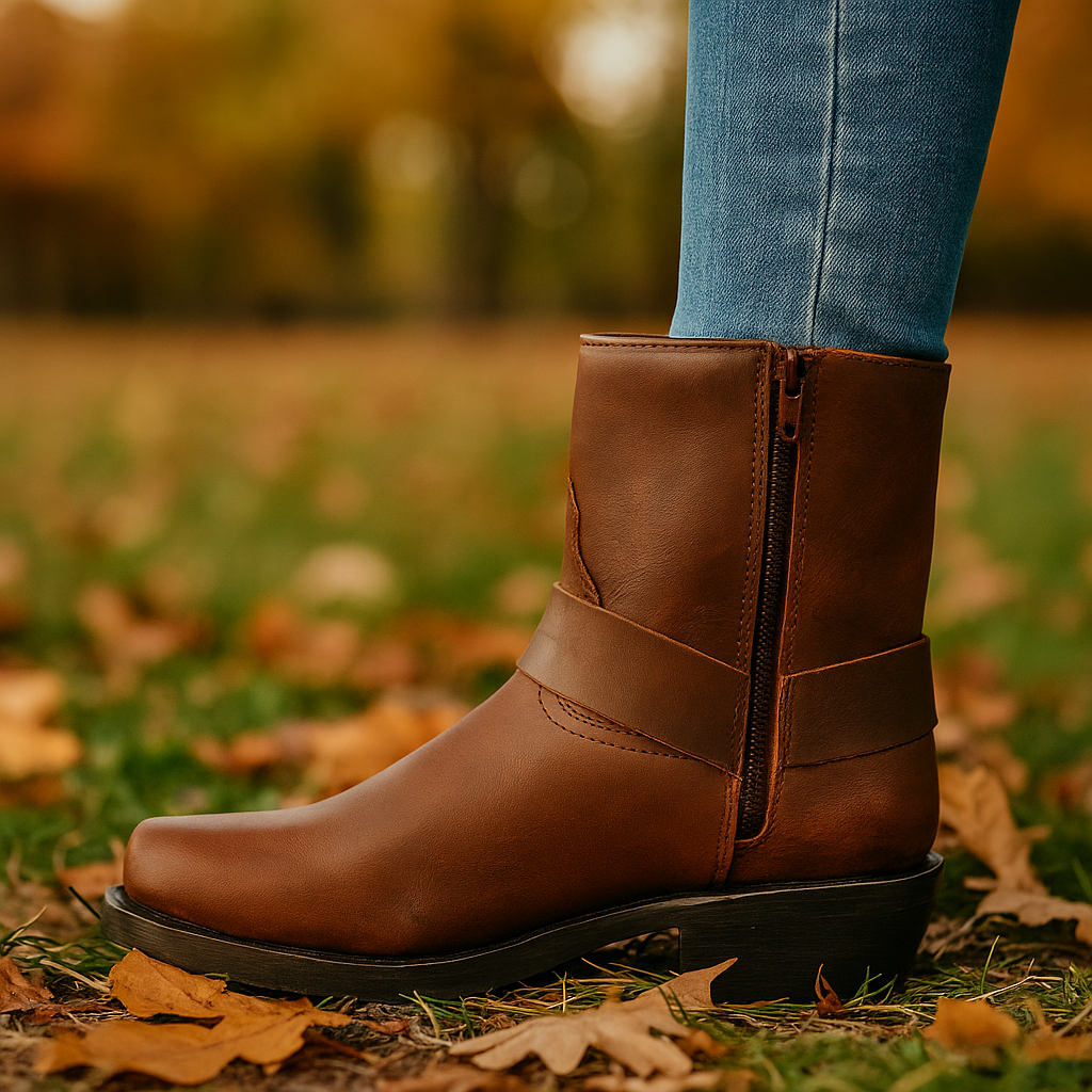 Botas mujer caña baja piel vegana con cremallera lateral - Alondra