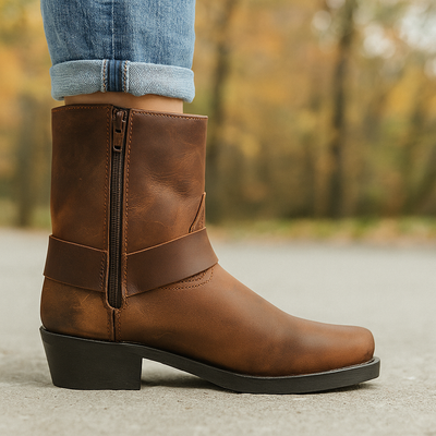 Botas mujer caña baja piel vegana con cremallera lateral - Alondra