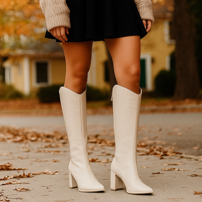 Botas mujer caña alta piel vegana con tacon cuadrado - Amilcar