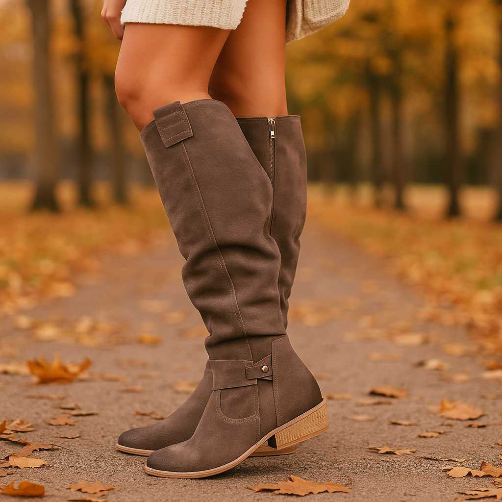 Botas mujer caña alta piel vegana con cremallera lateral - Jana