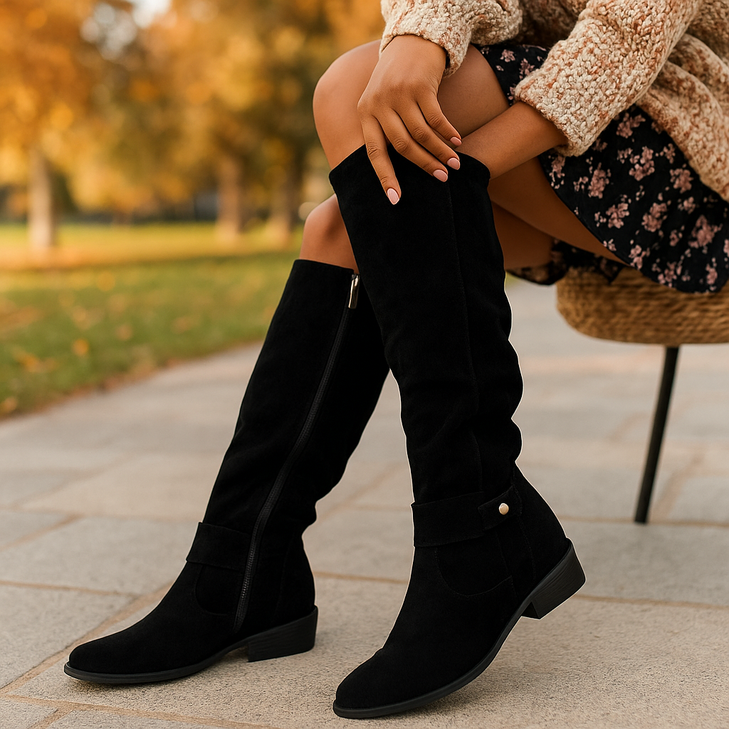 Botas mujer caña alta piel vegana con cremallera lateral - Jana