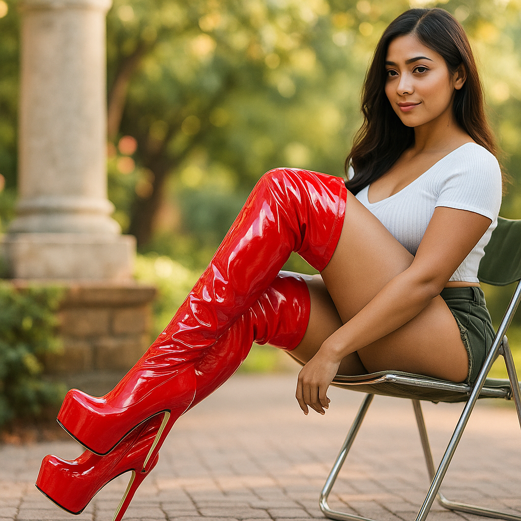 Botas mujer plataforma caña alta piel vegana efecto charol - Chloe