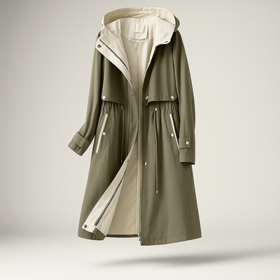 Abrigo mujer trench largo con capucha ajustable - Isolde