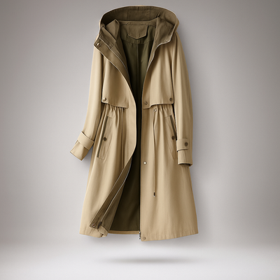 Abrigo mujer trench largo con capucha ajustable - Isolde