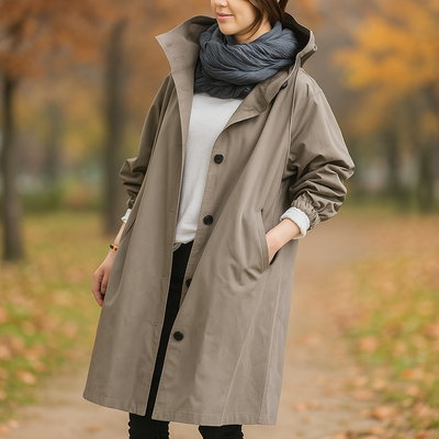 Abrigo mujer trench oversize con capucha ligera - Simona