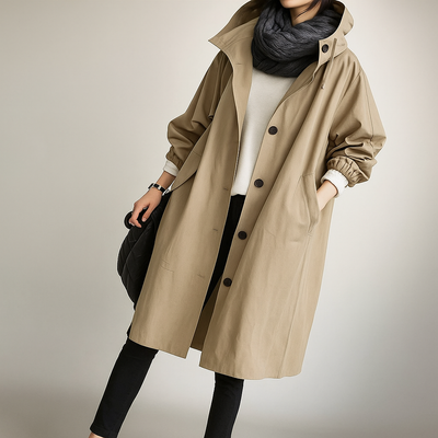 Abrigo mujer trench oversize con capucha ligera - Simona