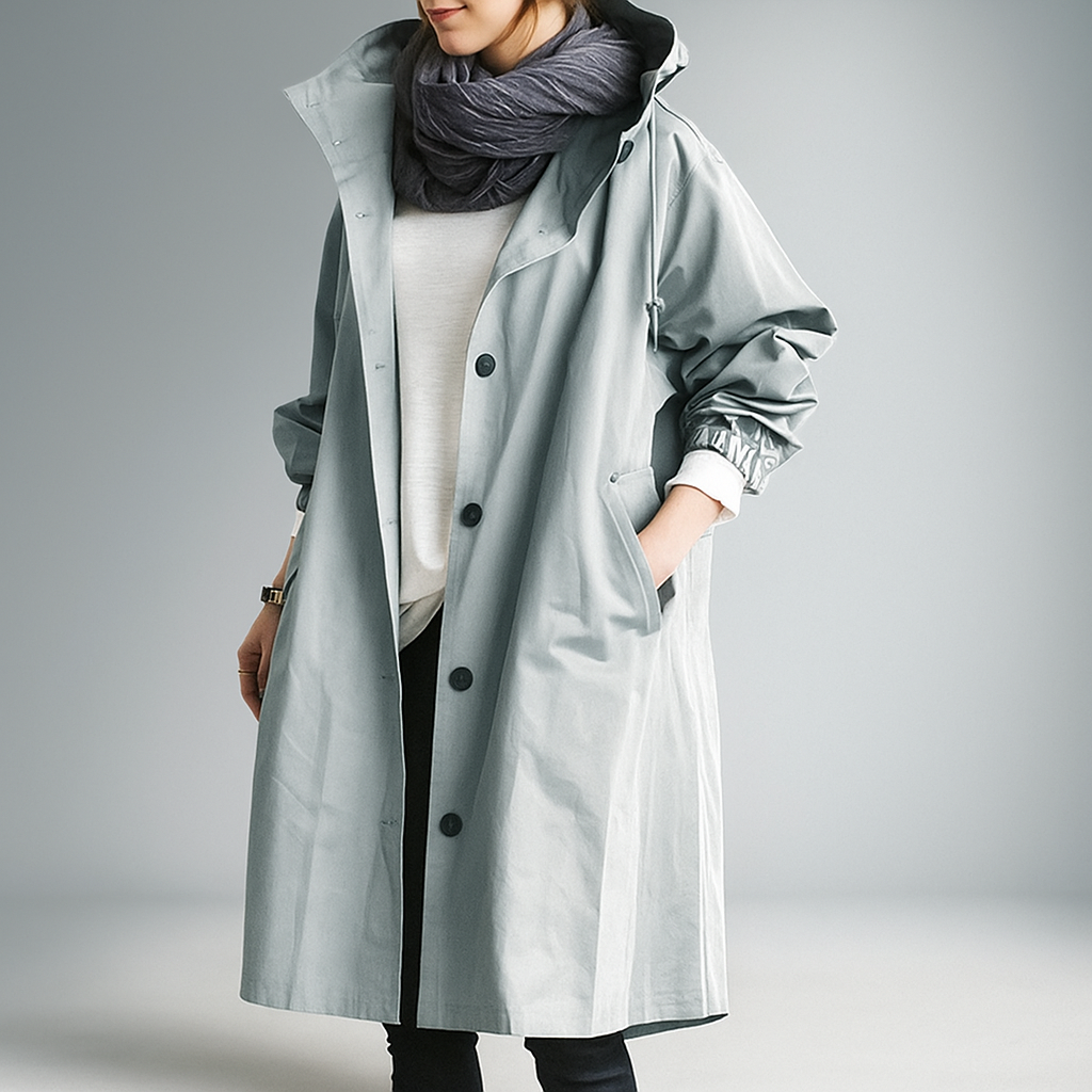 Abrigo mujer trench oversize con capucha ligera - Simona