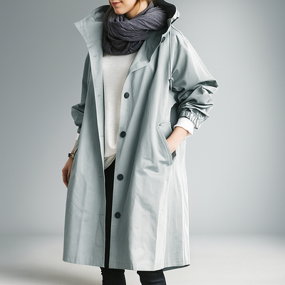 Abrigo mujer trench oversize con capucha ligera - Simona