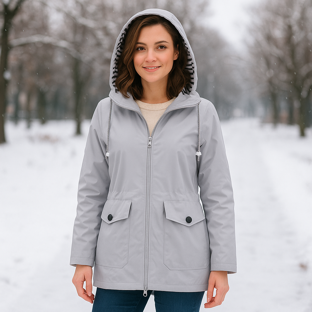 Abrigo mujer impermeable ligero con capucha ajustable - Jade