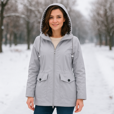 Abrigo mujer impermeable ligero con capucha ajustable - Jade