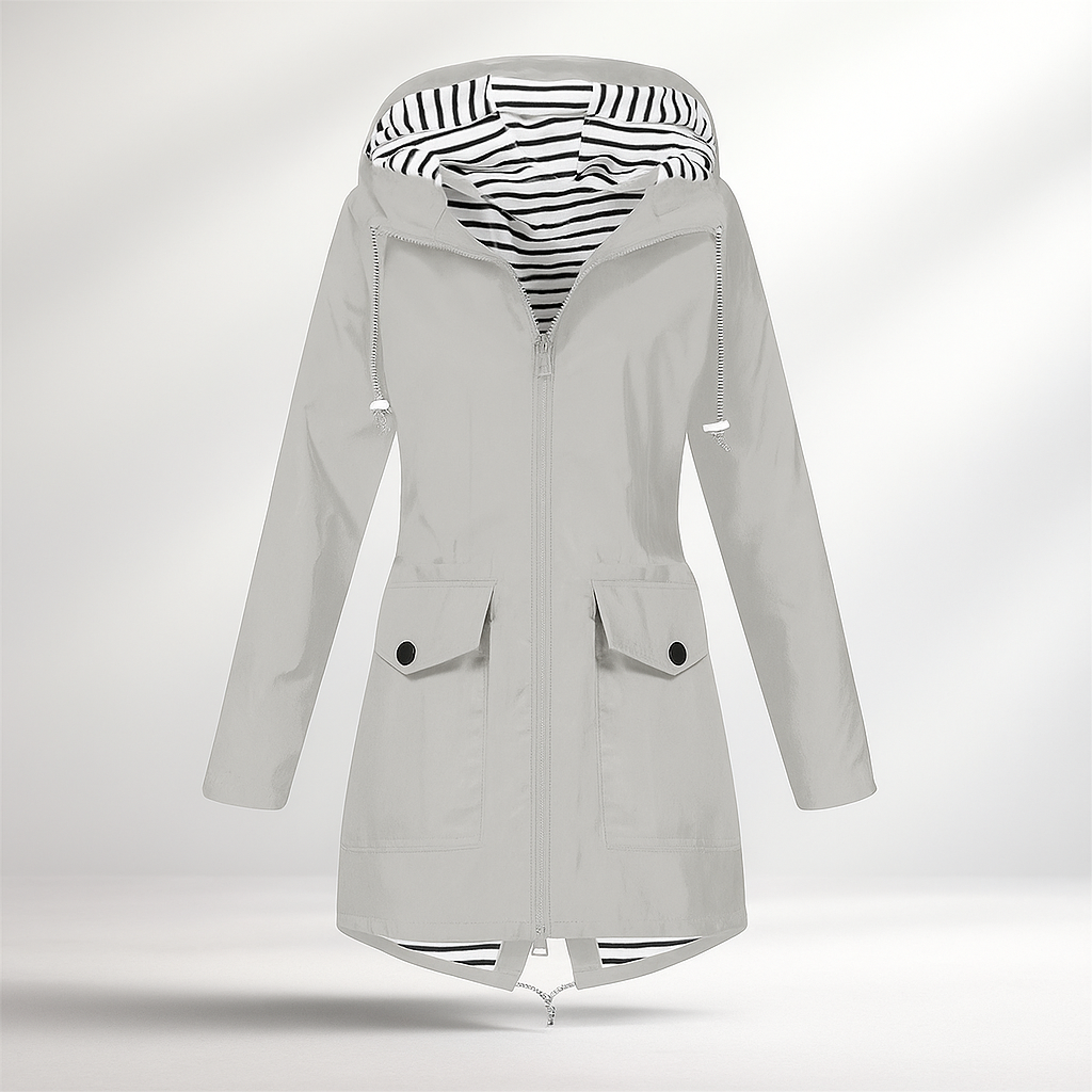 Abrigo mujer impermeable ligero con capucha ajustable - Jade