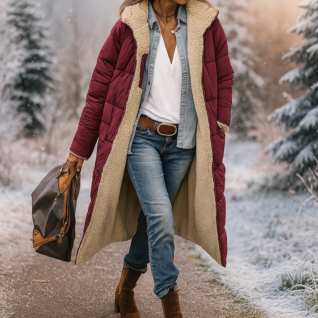 Abrigo largo acolchado con forro interior calido - Greta