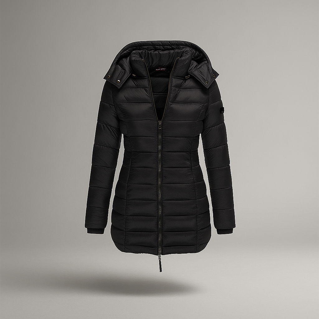 Abrigo acolchado largo con capucha - Marjorie