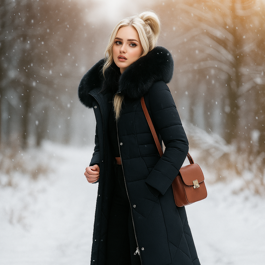 Abrigo largo acolchado con capucha - Isolde