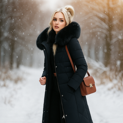 Abrigo largo acolchado con capucha - Isolde