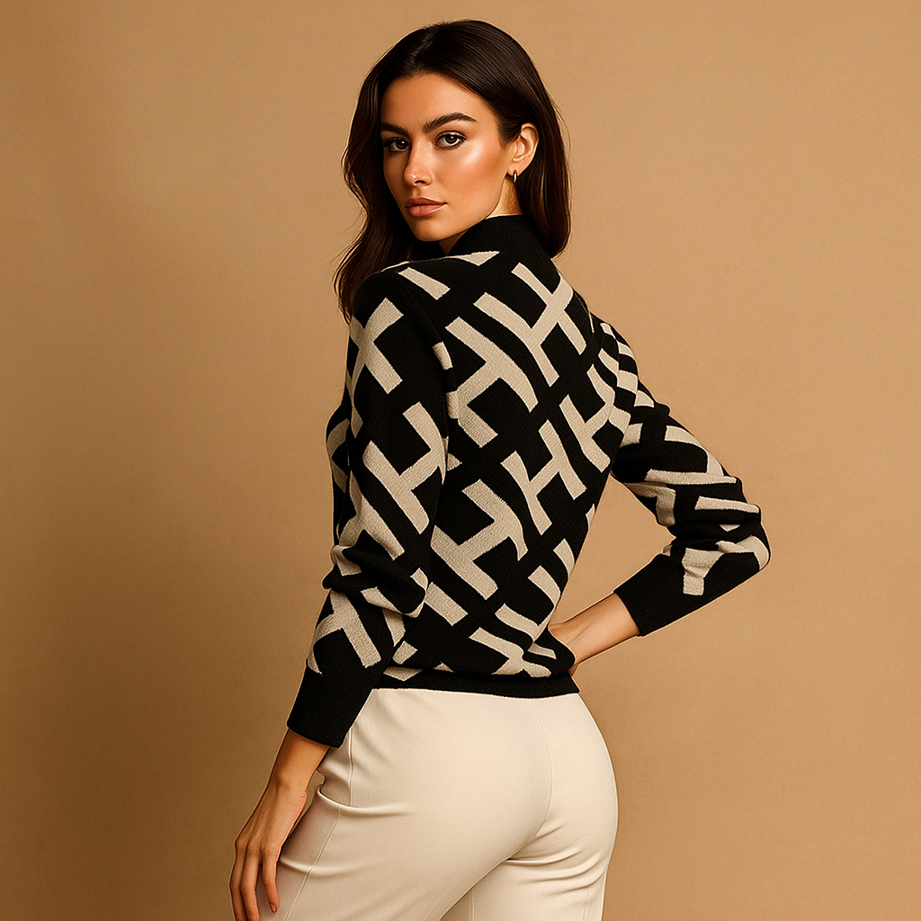 Sueter de mujer cuello alto estampado - Doriane